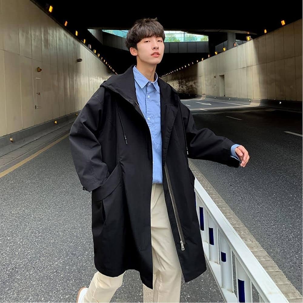 JFYZLT Autumn Hooded Jacket Men Ins Korean Solid Color